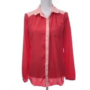 American Eagle Outfitters Top Coral Semi Sheer